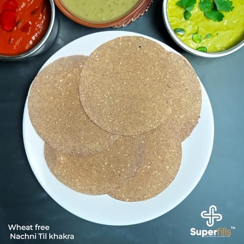 Superfills Wheat-Free (Gluten Free) Nachni Till Khakra - 200gm | Diet Snack for Weight Loss | High in Protein & Fiber | | Roasted | Gujarati Handmade | No Garlic & No Onion (Pack of 1) — image 6