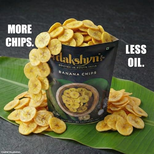 Dakshyn Nendran Yellow Banana Classic Satled Wafer Chips (200g x Pack of 4) | Jain Snacks No Onion No Garlic | Oil Free Snacks | Healthy, Gluten Free, Vegan, Plant Based | Kerela Banana Salted Chips — image 4