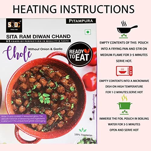 Sita Ram Diwan Chand Ready To Eat Chhole Without Onion & Garlic 300 Gram each | Tasty and Spicy Chhole, No Preservatives-No Artificial Flavors | Delicious Chhole Instant Food (Pack of 3) — image 6