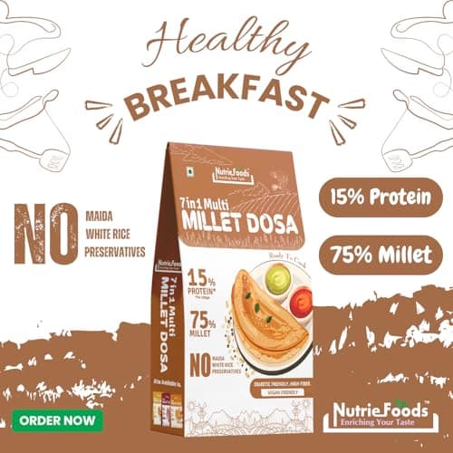 Nutriefoods Instant Millet Dosa Premix, 0% Maida, 0% Besan, Made with Millets, Kid Friendly, High in Protein (7 in 1 Millet Dosa, 400, gram) — image 2