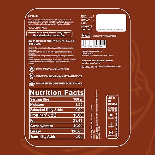 Omas Fresh Jain We-Desi Schezwan Seasoning | No Onion, No Garlic Masala Best for Making Noodles, Pasta, Fried Rice, Nachos (250g, Schezwan) — image 2