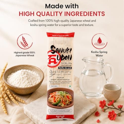 Pocket Kitchen Ishimaru Premium Sanuki Udon Noodles - 600gram (300gram X 2) | Made in Japan | Highest Grade 100% Japanese Wheat | No Maida, No Preservatives, Not Fried but Dried, No MSG — image 6