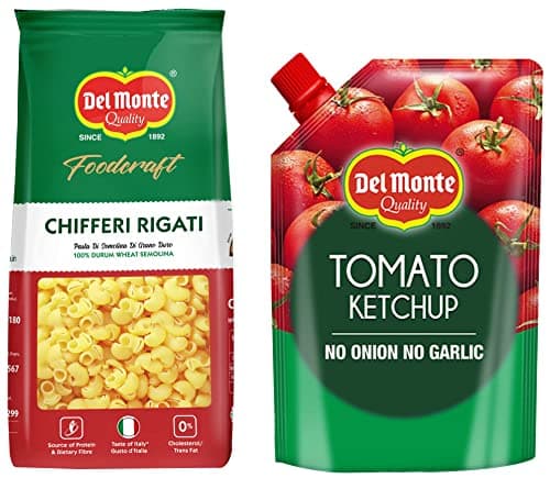 Del Monte Tomato Ketchup No Onion No Garlic Pouch, 950 g & Food Craft Elbow Pasta, 1kg
