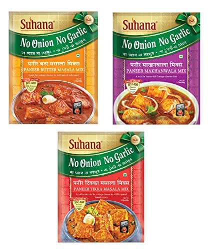 Suhana No Onion No Garlic Pack Combo of 6 (Paneer Tikka 50g x 2, Paneer Butter 50g x 2, Paneer Makhanwala 50g x 2)