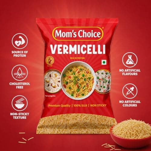 Mom’s Choice Shortcut Plain Vermicelli | 100% Suji | No Maida | 100% Pure Veg | Source of Protein | Cholesterol Free | Non-Sticky | Easy to Cook | No Artificial Flavours & Colours | Pack of 2 | 400g x 2 — image 4