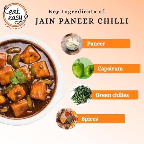 Eat Easy Ready to Eat Jain Paneer Chilli- 95gm (Pack of 2) | Freeze Dried Instant Indo-Chinese Meal | Just Add Hot Water | No Onion No Garlic | Made with Paneer, Capsicum & Jain Schezwan Seasoning — image 4