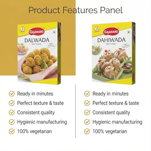 GAJANAND Instant Mix Combo Pack | Dalwada Mix Flour, Dahiwada Mix Flour, 400 gm Each | Easy to Make Healthy Breakfast mix — image 4
