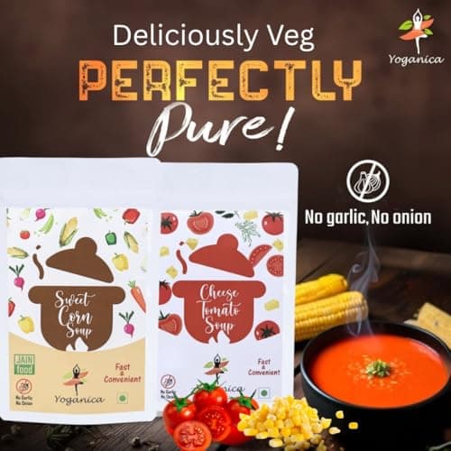 Yoganica Jain & Satvik Instant Soup Combo | No Onion No Garlic | Cheese Tomato & Sweet Corn Soup Mix | Ready in Minutes | 100g x 2 — image 5