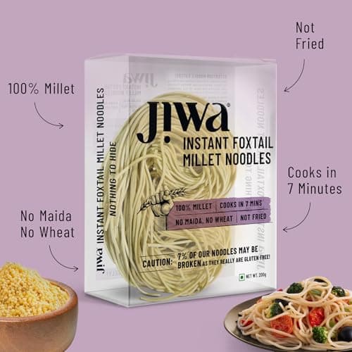 Jiwa Instant Foxtail Millet Noodles | Cooks in 7 minutes | Ready to Cook | 100% Millet | No Maida, No Atta | Not Fried | Gluten Free | 200 g (Pack of 3) — image 4