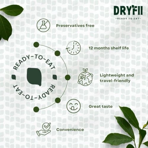 Dryfii Ready to Eat Idli Sambhar | South Indian Instant Breakfast | No Preservatives | Freeze Dried | Healthy & Tasty | Travel Friendly Veg Meal (50g Makes 230g) — image 7