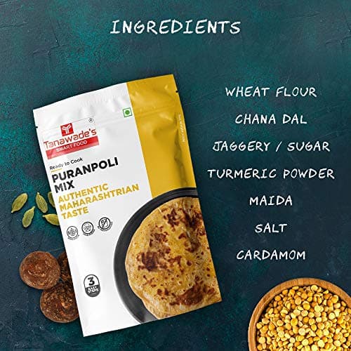 Tanawade’s Smart Food Instant Puranpoli Mix (Pack of 2) – No Preservatives • Ready‑to‑Cook Authentic Sweet Flatbread • Hand‑Picked Flavours • Homestyle Taste — image 4