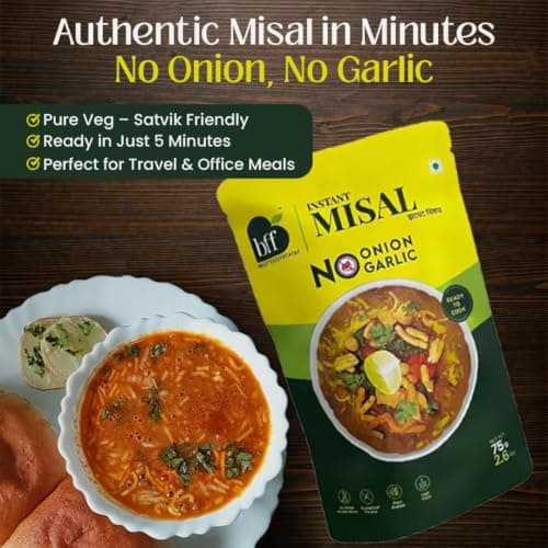BFF Instant Misal - No Onion, No Garlic| Pack of 6 (75g Each) | Spiced Maharashtra-Style Meal | Just Add Water & Heat | Ready in Minutes | Suitable for Breakfast, Lunch, or Snack — image 3
