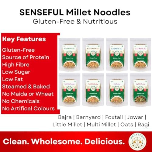 SENSEFUL Multi Millet + Oats Noodles Combo of 2 - Gluten-Free (Zero Maida & Zero Wheat), Source of Protein, High Fibre, Low Fat, Low Sugar & Non-Fried - 200 gm each — image 4