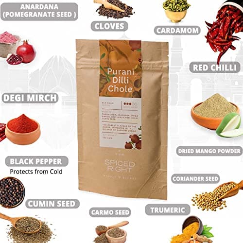 Spiced Right Purani Dilli Chana/Chole Masala Powder (200 Gm) Blended with Traditional Indian Spice & Flavors for an Authentic Taste | Best for Cooking Sabji, Chhole, Chana, & Chickpeas — image 3