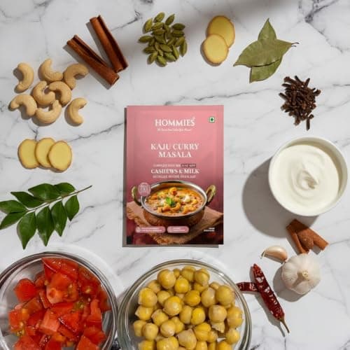 Hommies Dhaba Kaju Curry Masala Spice Mix | Ready to Cook in 15 Mins | Just Add Paneer & Milk | Shahi Cashew Curry Masala | Serves 4 | Made with Cashew Nuts | No Preservatives | Pack of 4 (200g, 50g Each) — image 2