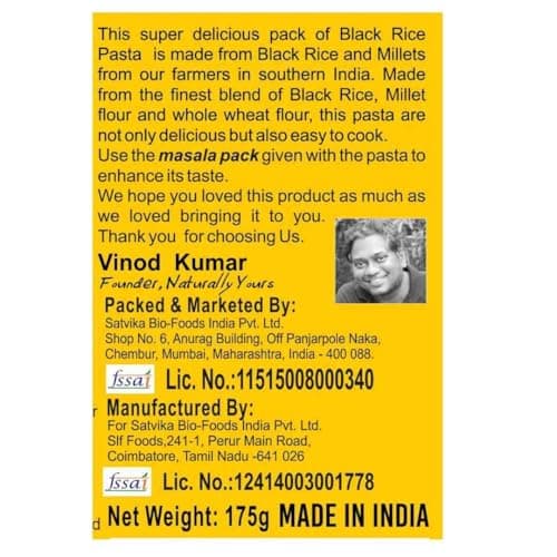 Naturally Yours Black Rice Pasta – Macaroni Made with Black Rice, Millet & Whole Wheat | High Protein, No Maida, Not Fried, No Onion No Garlic, 100% Jain Friendly | Ready in 5 Mins | 175g (PACK OF 3) — image 6