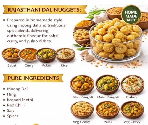 JBBB Jain Rajasthani Mangodi/Mungori 400gm Pack | Homemade Moong Dal Wadi/Badi | Traditional Dry Dal Nuggets for Sabzi Curry Pulao Rice Dishes | Ready to Cook Vegetarian Food | No Added Preservatives — image 3
