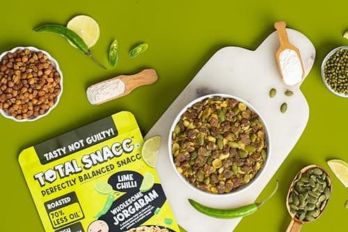 TOTAL SNACC Tangy Lime Combo (125g x 2 Packs) | High Protein 19g | High Fibre 12g | Roasted Not Fried | 70% Less Oil | No Palm Oil | Lime Pudina Super bhujia & Lime Chilli Wholesome Jorgaram | Baked Namkeen | Baked Bhujia | Healthy Snacks | Millet Snacks | No Preservatives | Zero Cholestrol | Diabetic Friendly — image 5