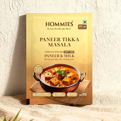 Hommies Dhaba Style Jain Paneer Tikka Masala Curry Spice Mix | No Onion No Garlic | Ready to Cook in 15 Mins | Just Add Paneer & Milk | Authentic Jain Curry Masala | Serves 4 | No Preservatives | Pack of 4 (200g, 50g Each) — image 4