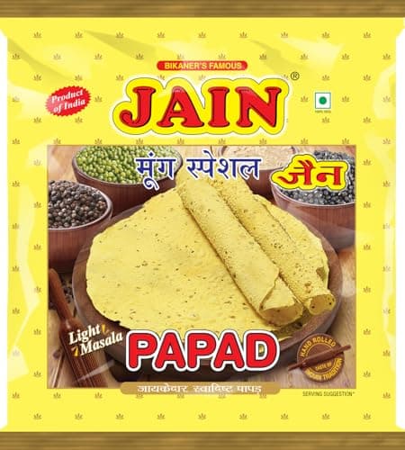 JAIN Papad Moong Dal Special, Light Masala, 400g, Papad Size-10 Inches, Handmade, Zipper Packing, No Preservatives, Contains 22-24 Papads Per Pack — image 8