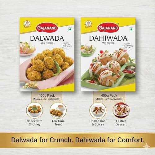 GAJANAND Instant Mix Combo Pack | Dalwada Mix Flour, Dahiwada Mix Flour, 400 gm Each | Easy to Make Healthy Breakfast mix — image 3