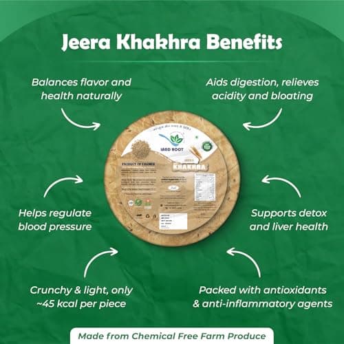 Landroot Organic Assorted Khakhra Pack | 3 Varieties (Jeera, Ginger Chilli, Mangroli) | Zero Maida | Vegan & Jain Friendly | High Fiber Healthy Snack | 180g x 3 Packs — image 4