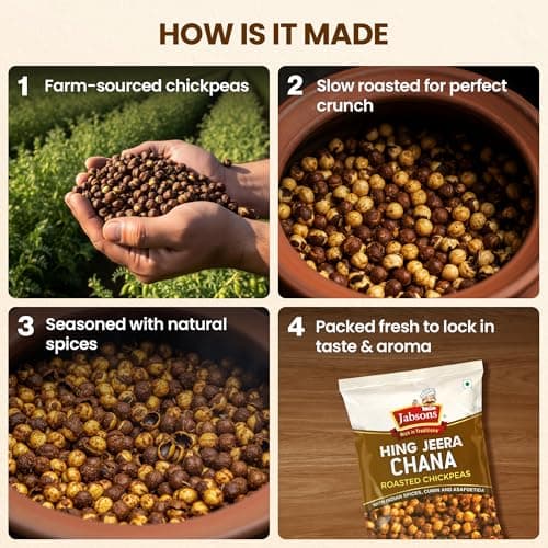 Jabsons Roasted Chana Hing Jeera Flavour - 150gm With No Onion & Garlic | Desi Roasted Namkeen Snacks| Gluten-Free Crunchy Protein Snack | Heeng Jeera Bhuna Chana - Ready to Eat — image 6