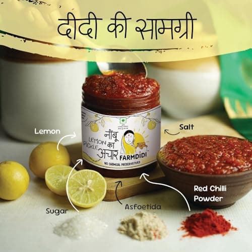 FarmDidi Khatta Meetha Crushed Lemon Pickle 1kg in Fresh | Homemade Oil-Free Nimbu ka Achar with No Onion or Garlic | Traditional Lemon Chunda Style Sweet & Sour Pickle | Grandma’s Taste, Indian Homemade Achar — image 4