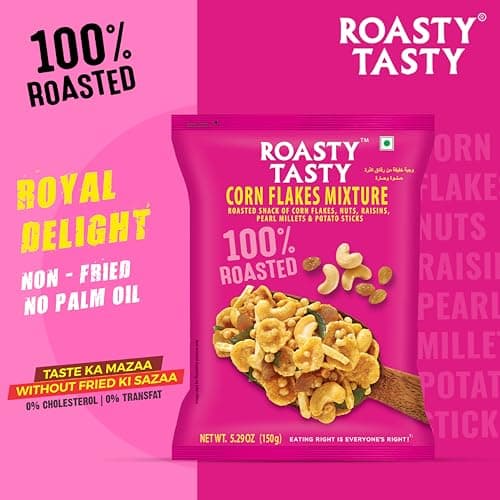 Roasty Tasty Cornflakes Mixture Roasted Namkeen 340g | Palm Oil Free Snack | Replacement of Fried Namkeen & Bhujiya | Ideal Millet Snack | Low Calorie Snacks - No Cholesterol, No Transfat Diet Mixture Millet Snacks Items | Roasted Chivda Cornflakes — image 3