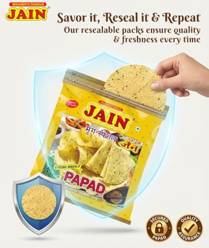 JAIN Papad Moong Dal Special Strong Masala, 400g, 7.5 Inch, Handmade — image 5