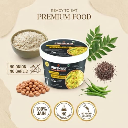 Freshway Jain Veg Poha Quick & Easy Ready to Eat Healthy Snack | 100% Jain No Onion No Garlic No Preservatives | Nutritious & Delicious Breakfast or Anytime Meal | Made with Real Veggies | Lightweight Travel Friendly Ideal for Office Hostel & Travel | Pack of 6 — image 4