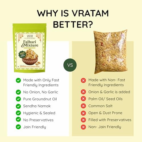 Vratam Falhari Trail Mix | Healthy Homemade Namkeen for Diet | No Onion No Garlic No Palm Oil | Guilt Free Snacks made in Groundnut Oil | Sweet and Salty Mixture for Home | 190G (pack of 1) — image 5