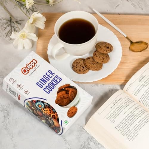 Quipps Premium Ginger Cookies | Pack of 2 (200g Each) | Healthy Biscuits with Real Ginger, Jaggery & White Butter | No Maida, No White Sugar, No Preservativess | All Natural Ingredients & Crunchy Biscuits | Freshly Baked Snacks for Tea, Breakfast & Gifting — image 4