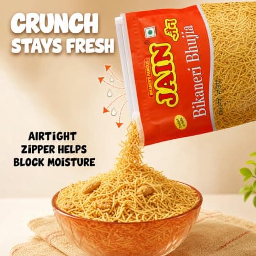 JAIN Bikaneri Bhujia, Size - 360g, Asli Bikaneri, Handmade, No Palm Oil, Zipper Pack — image 6