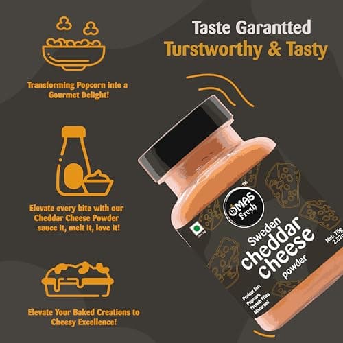 Omas Fresh Multi Seasoning Jain (No Garlic No Onion) Combo | Cheddar Cheese Powder 70g, Jain Peri Peri Masala 65g, Magic Noodles Masala 70g, Oregano Flakes 37g And Chilli Flakes 47g For Pizza, Soup, Popcorn And More Delicious Dishes | Zero added Colours, Fillers, Additives & Preservatives (Pack Of 5) — image 2
