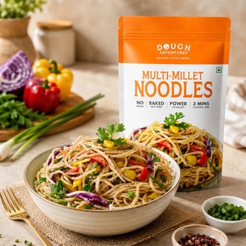 Masala Millet Hakka Noodles – Dough Adventures Multi Millet Noodle 300g (150g x 2) Combo Pack | High Protein, No Maida, No Palm Oil | Made with Millets & Whole Wheat | Quick-to-Cook Healthy Snack for Kids & Adults (Pack of 2) — image 3
