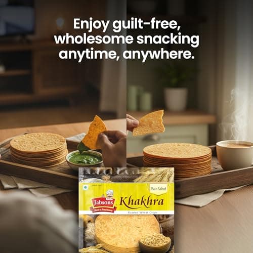 Jabsons Plain Salted Khakhra 100% Roasted | No onion No Garlic | Ready To Eat Vacuum Packed Tea Time Snack | Crispy Diet Friendly Khakhra | Gujarati Traditional Healthy Snacks 180 gm (Pack of 1) — image 8