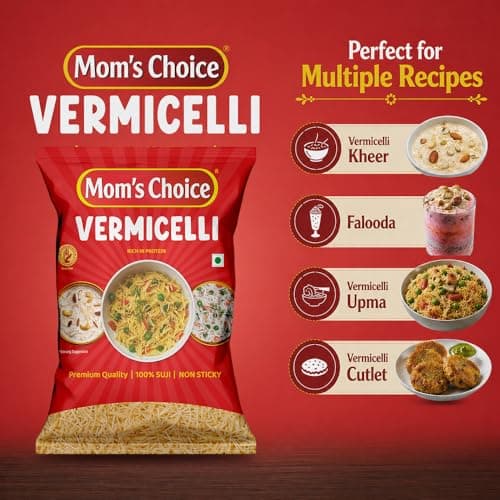 Mom’s Choice Shortcut Plain Vermicelli | 100% Suji | No Maida | 100% Pure Veg | Source of Protein | Cholesterol Free | Non-Sticky | Easy to Cook | No Artificial Flavours & Colours | Pack of 2 | 400g x 2 — image 5