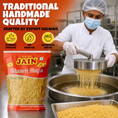 JAIN Bikaneri Bhujia, Size - 1Kg, Asli Bikaneri, Handmade, No Palm Oil, Zipper Pack — image 3