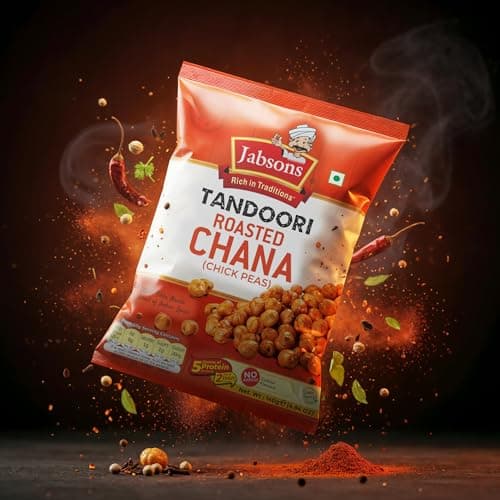 Jabsons Roasted Chana Tandoori Flavour - 140gm With No Onion & Garlic | Desi Roasted Namkeen Snacks| Gluten-Free Crunchy Protein Snack | Tandoori Bhuna Chana - Ready to Eat — image 7