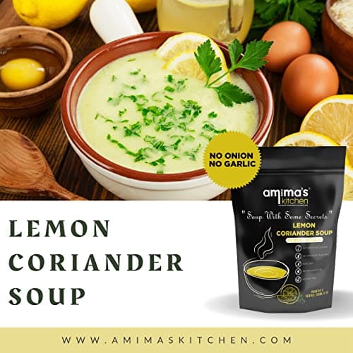 Amima's Kitchen Lemon Coriander Jain Soup (No Onion No Garlic) - 100 Grams [Serves 10] | Instant Soup Mix Powder | Ready To Cook | No Artificial Flavour & Colour | Gluten Free | Non GMO | Healthy Soup — image 3