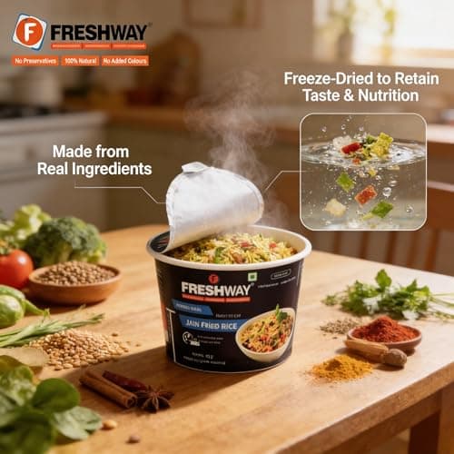 Freshway Ready to Eat Pack of 2 (Jain Fried Rice + Jain Fried Rice) Ready to Eat Freeze Dried Products with No Added Preservative & Colors — image 3