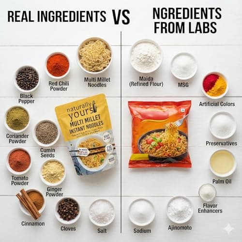 Naturally Yours Multi Millet Instant Noodles 175g | Kodo & Little Millet + Whole Wheat | 21g Protein | High Fiber | No Maida | Non-Fried | No Onion No Garlic Jain-Friendly | Tastemaker | Pack of 3 — image 4