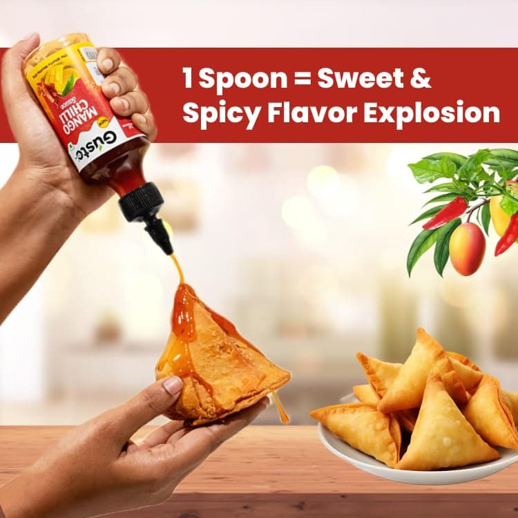 Gusto Foods Mango Sweet Chilli Sauce 720gm (Pack of 3) | Sweet and Sour Mango Sauce | Aam Chutney | Khatta Meetha Pickled | Blend of Ripe Mangoes & Red Chillies | Salad Dressing, Dipping Sauce & Seasoning — image 5