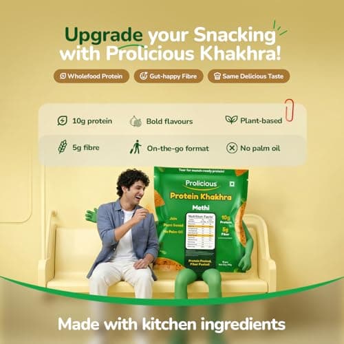 Prolicious High Protein & Fibre-Rich Khakhra Combo Pack | Crispy Healthy Khakhra Snacks | Indian Snack | No Onion No Garlic | Anytime Tea-Time Snack (Pack of 4, 170g Each) — image 4