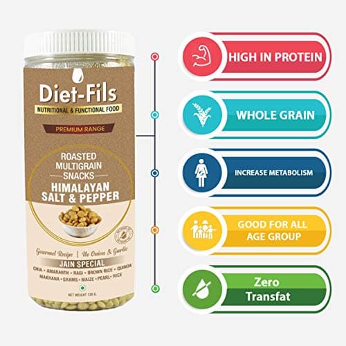 Diet-Fils Roasted Multigrain Snacks | Cheese & Herbs | Himalayan Salt and Pepper | Cheese Chilli | Gluten Free | Zero Transfat | No Onion No Garlic Based | Made with Quinoa Chia Makhana Ragi Gram Amaranth Maize Pearl Millet Rice | Combo (130 gm x 3) — image 3