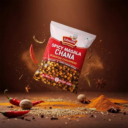 Jabsons Roasted Chana Spicy Masala, 150g | Protein-Rich Healthy Namkeen | No Onion No Garlic | Gluten-Free Roasted Chickpeas | Ready to Eat Masala Chana Snack — image 8