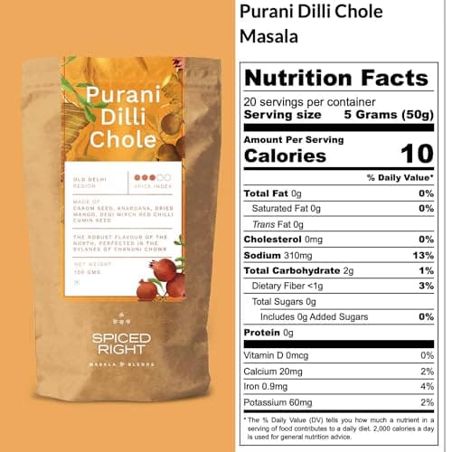 Spiced Right Purani Dilli Chole Masala | Chana Masala Powder 100g | Authentic Punjabi Amritsari Pindi Style Masala for Chickpeas, Choley Bhature | No Onion Garlic | Traditional Indian Spice Blend — image 5