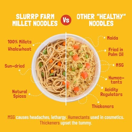 Slurrp Farm No Maida Hakka Noodles Combo, Not Fried, No MSG, Classic, Mild and Curry Masala Millet Noodles, Pack of 3 X 192 g — image 4