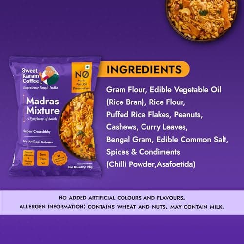 Sweet Karam Coffee Special Madras Mixture – 95grams | No Palm Oil or Preservatives | Authentic South Indian Namkeen Snack | Crispy & Fresh Homemade Taste | Perfect Tea-Time Savory — image 6